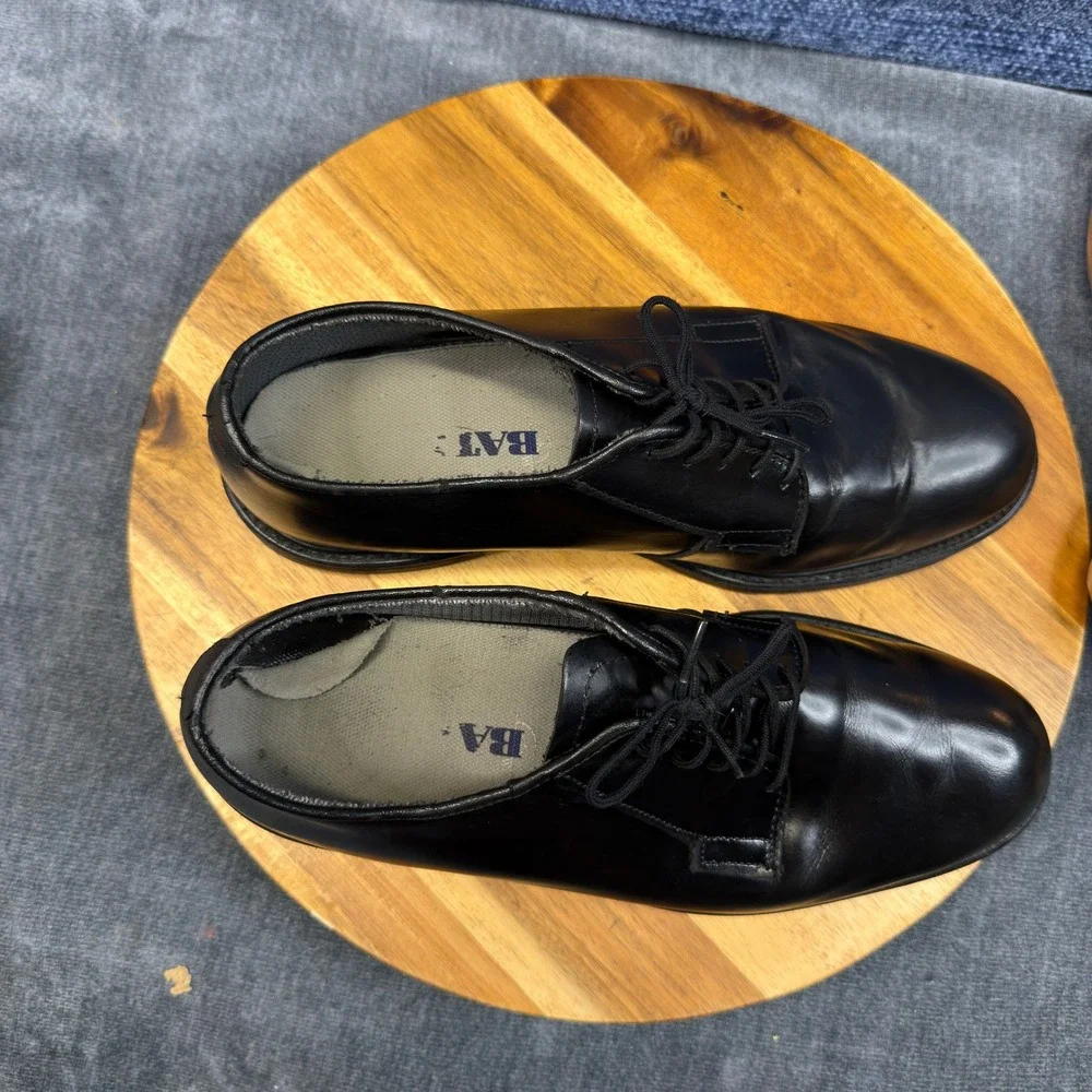Bates Oxford Shoes Mens 10 D Black Leather Regular Fit Lace Up Uniform Vibram